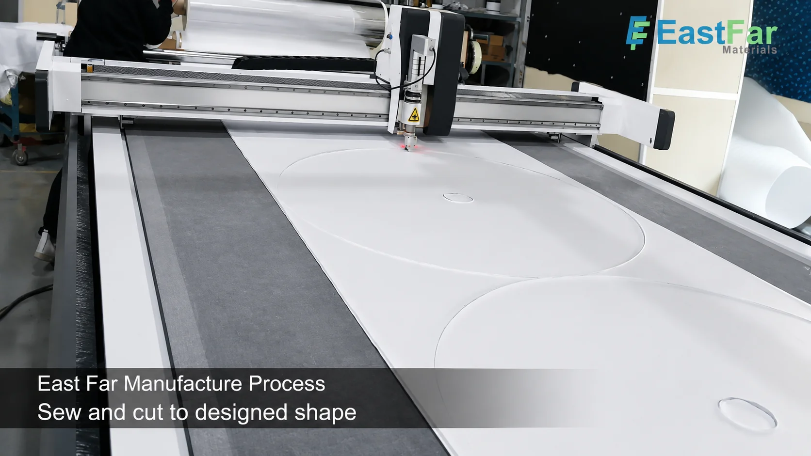 CNC vibration-knife cutting flexible cryogenic insulation material to a project profile